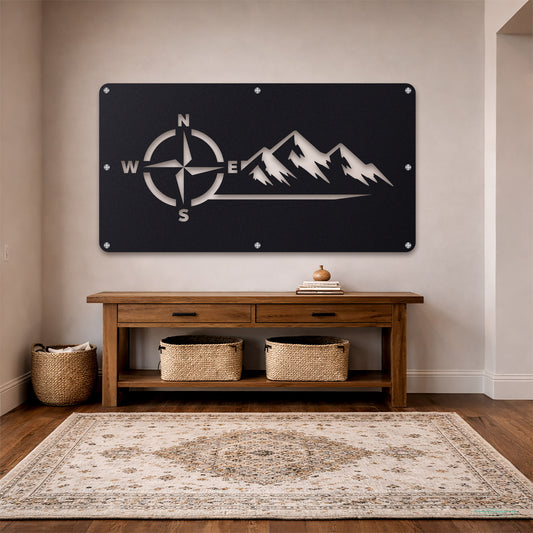 Mountain Compass Metal Wall Art