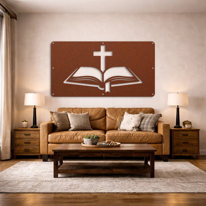 Open Bible Metal Wall Art